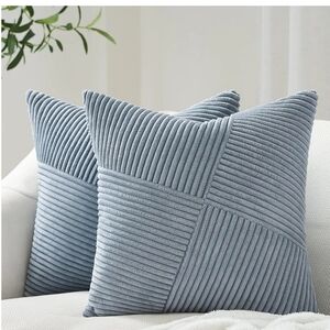 MIULEE Blue Corduroy Pillow Covers Pack of 2 Boho Decorative sz 18x18 dusty blue